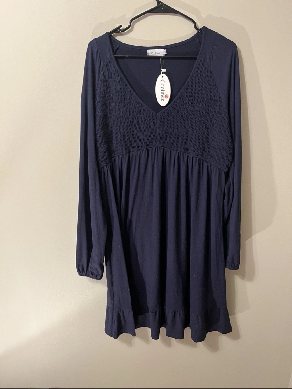NWT Coolmee Navy Midi Dress with V-Neck Women’s XL